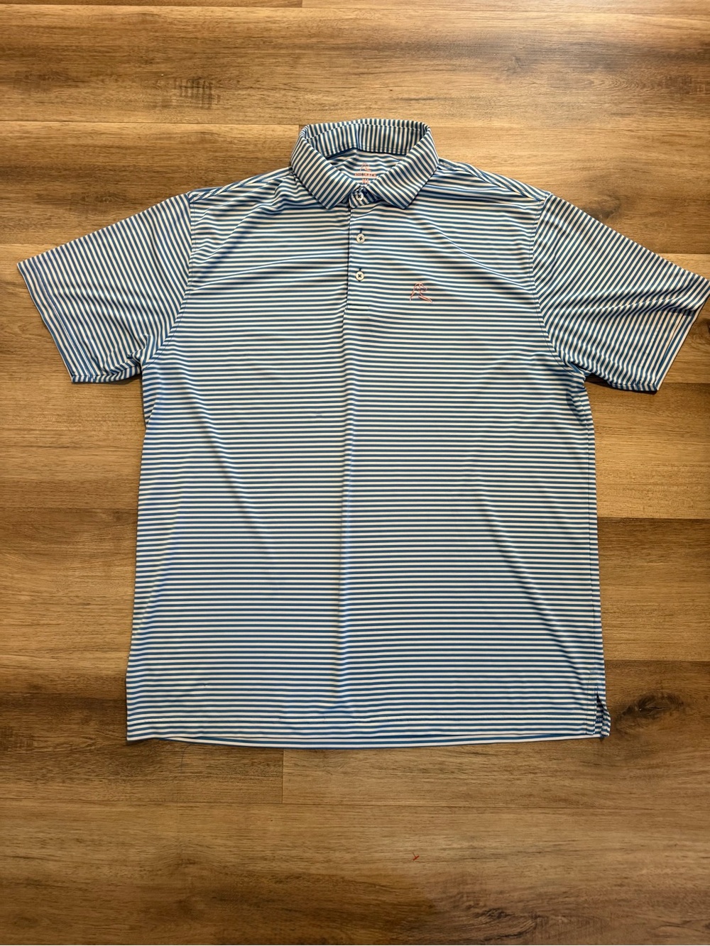 Rhoback Polo Shirt Mens XL White Blue Striped Performance Golf